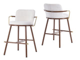 Chaya Indoor Upholstered Bar Stool with Metal Frame, Walnut Finished and Beige Upholstery, Set of 2 N775P340830B