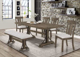 1Pc Transitional Style Bench Upholstered Seat Brown/Gray Finish Fabric Wood Metal Dining Room B011P206738