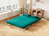 velvet Antique Green 55 Convertible Chair Bed, Tri-Fold Sofa Bed with Adjustable Backrest & Pillow, W1767P192809