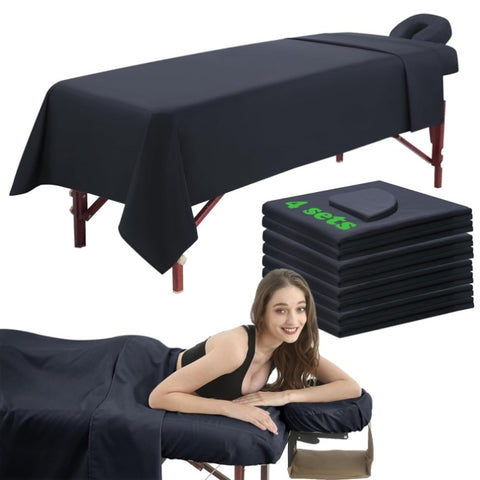 ZUN 3 Piece Massage Table Sheets Set 4 Sets Microfiber Massage Bed Cover Soft Waterproof and Oil Proof 07618745