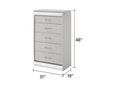 Glam Modern 5-Drawer Chest with Crystal Accents, LED Lighting and White Lacquer Finish G150108641