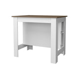 ZUN Aztec Kitchen Island in Melamine with Open Storage, Mahogany/White B128P237142