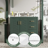 36'' Bathroom Vanity with Ceramic Sink Combo, Solid Wood Frame Bathroom Storage Cabinet, N710P243327F