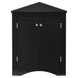 Black Triangle Bathroom Storage Cabinet with Adjustable Shelves, Freestanding Floor Cabinet for Home WF291467AAB