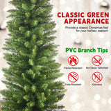 6FT Green Pencil Christmas Tree Slim PVC Tree with 358 Tips, Space-Saving Design, Stable Metal 82905888