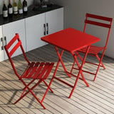 3 Piece Patio Bistro Set of Foldable Square Table and Chairs, Red W1586P143186