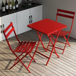 ZUN 3 Piece Patio Bistro Set of Foldable Square Table and Chairs, Red W1586P143186