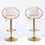 Off-White velvet bar chair, pure gold plated, unique design,360 degree rotation, adjustable W117064133