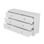 ZUN 6 Drawers Elegant Design Wooden Dresser, Retro Style Storage Cabinet with Metal Handles for Bedroom, N733P199705K