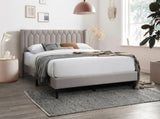 Modern Eye-Catching 1pc Queen Size Bed Light Brown Burlap Fabric Unique Diamond Design Headboard B011P238959