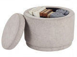 7.7 Gallon Round Storage Ottoman Foot Rest with Acacia Wood Frame, 400LBS Load Capacity Footstool 92858250