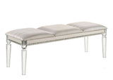Antique Classic Pearl White 1pc Bench Only Contemporary Solid wood Acrylic Legs Crystal And Mirror B01181029