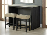 Two-Tone Design Transitional Black 3pc Dining Set Table 2x Stools Tufted Beige Seats Dining Room B2741P301915