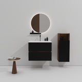 Gloria 24" Wall Mounted Soft Black & Walnut Bathroom Vanity with Integrated Ceramic Sink with W1865P252910