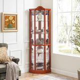 Glass Cabinet Lighted Corner Cabinet Corner Display Curio Cabinet, Glass Display With W2275P177192