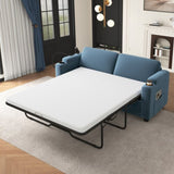 72.8" Corduroy Sleeper Sofa Loveseat Sofa with Full Size Mattress, USB Ports, Cup Holders, N719P208880C