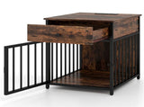 BlackBrown 2-in-1 Dog Crate End Table with Charging Station, Chew-Resistant Metal Tube Pet 66632252