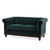 VIVALUX 59.44" Chesterfield Velvet Loveseat Sofa,2-Person Rolled Arm Dutch Plush Upholstered Sofa N762P178705F