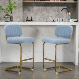 ZUN Mid-Century Modern Counter Height Bar Stools for Kitchen Set of 2, Armless Bar Chairs with Gold W1170104357