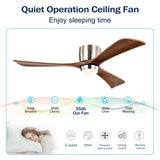 52" Ceiling Fan with Lights Remote Control,Quiet DC Motor 3 Wood Blade Ceiling Fans 6 Speed W1592P278238