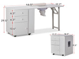 Foldable Manicure Table with Electric Dust Collector, Lockable Wheels, Wrist Cushion, Drawers & 05935008