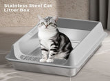 grey L10 Stainless steel cat litter box, made of thickened material to prevent scratching and 67346199