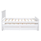 Twin Size Platform Bed with Trundle and Drawers, White WF298815AAK