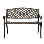 ZUN 40.5" Outdoor Cast Aluminum Bench With Mesh Backrest Seat Surface 24289313