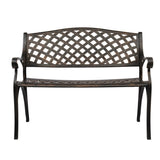 ZUN 40.5" Outdoor Cast Aluminum Bench With Mesh Backrest Seat Surface 24289313