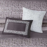 7 Piece Jacquard Comforter Set Grey/Taupe Queen B03596938
