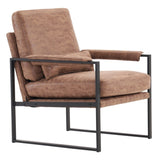Single Iron Frame Chair Light Brown Technology Fabric Indoor Leisure Chair 43319375
