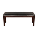 ZUN Classic Cherry Finish Wood Frame Bench 1pc Fabric Upholstered Seat Dining Furniture B011133815