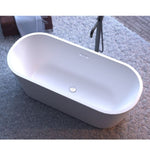 ZUN 60'' Freestanding Gloss White Acrylic Soaking Bathtub with Toe-Tap Chrome Drain and Classic Slotted W1920P155853