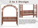 6.8FT Wooden Arch with Bench for 2 People, Garden Arbor Trellis for Climbing Plant, Outdoor Garden 45167826