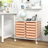 12-Drawer Rolling Storage Cart - 2-Row 10-Storey, Multicolor Drawers, 4 Wheels , White 02949175