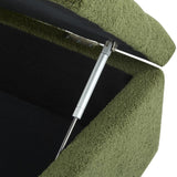 Ottoman Bench with Storage, Green Boucle Surface, Rubber Wood Legs, 300 lbs Capacity N779P294331G