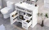 36" Bathroom Vanity with Sink, Ceramic Sink, 2 Tip-out Drawers, Soft Close Door Hinges, White N759P223021K
