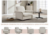 Swivel Accent Chair Modern Barrel Armchair with Wood Base for Bedroom Reading Waiting Living Room 95800096