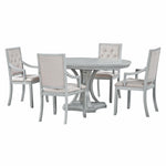 ZUN Retro 5-piece Dining Set Extendable Round Table and 4 Chairs for Kitchen Dining Room 65193039