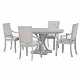 ZUN Retro 5-piece Dining Set Extendable Round Table and 4 Chairs for Kitchen Dining Room 65193039