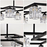 Matte Black Crystal Chandelier for Dining Room, 8-Light Kitchen Chandelier Light Fixture Modern W1592P231609