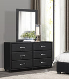 Contemporary Design Black Dresser 1pc 6x Drawers Faux Leather Upholstery Plywood Engineered Wood B011134406