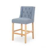 ZUN Vienna Contemporary Fabric Tufted Wingback 27 Inch Counter Stools, Set of 2, Light Blue and Natural 64853.00LBLU