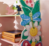 ZUN Kids Funnel Olivia the Fairy Girls Hand Painted 3 Tier Flower Bookcase with Drawers B05367936