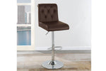 ZUN Adjustable Bar stool Gas lift Chair Espresso Faux Leather Tufted Chrome Base Modern Set of 2 Chairs HS00F1646-ID-AHD