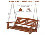 112*53*52cm 500lbs With Chain Double Wooden Swing Reddish Brown 65611589