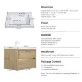 30" Wall-Mounted Bathroom Vanity with Sink, Floating Bathroom Storage Cabinet with Stone Resin W1573P211183