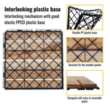 30 PCS Interlocking Deck Tiles Striped Pattern, 12" x 12" Square Yellow Acacia Hardwood Outdoor W2391P276697