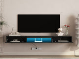 Floating TV Stand Wall Mounted with 16 Color LEDs,69" Modern TV Stand, Floating TV Cabinet W1321P300549