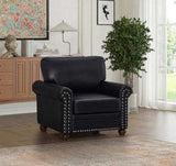 Living Room Sofa Single Seat Chair with Wood Leg Black Faux Leather W1097125450